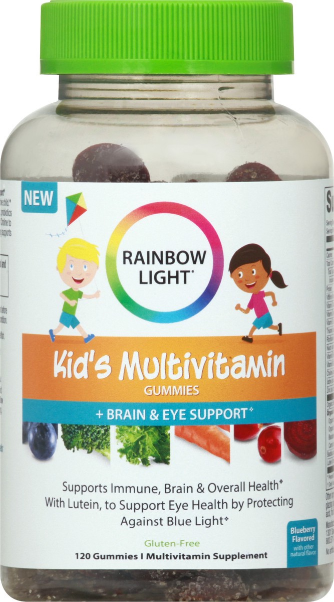 slide 1 of 10, Rainbow Light Kid''s Gummies Blueberry Flavored Multivitamin Supplement 120 ea, 120 ct