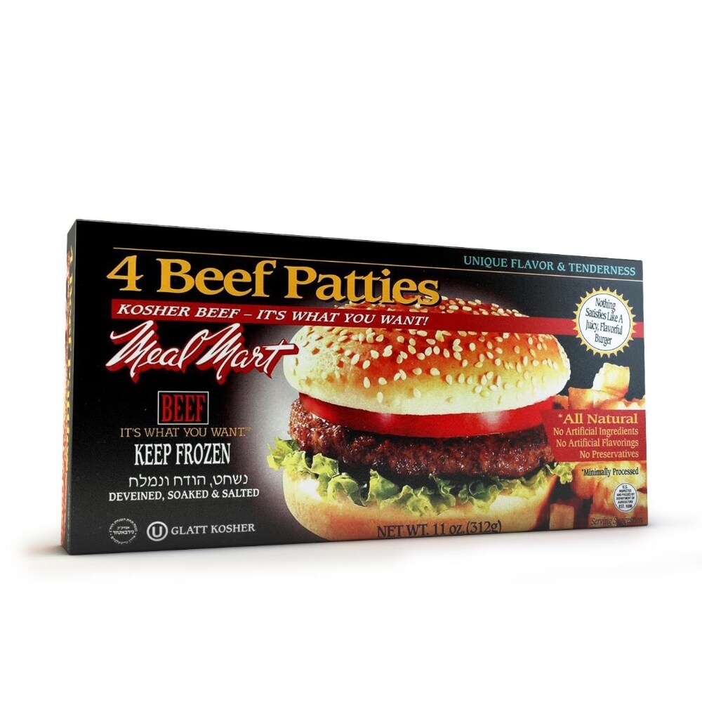 slide 1 of 1, Meal Mart Ground Beef Patties, 4 ct