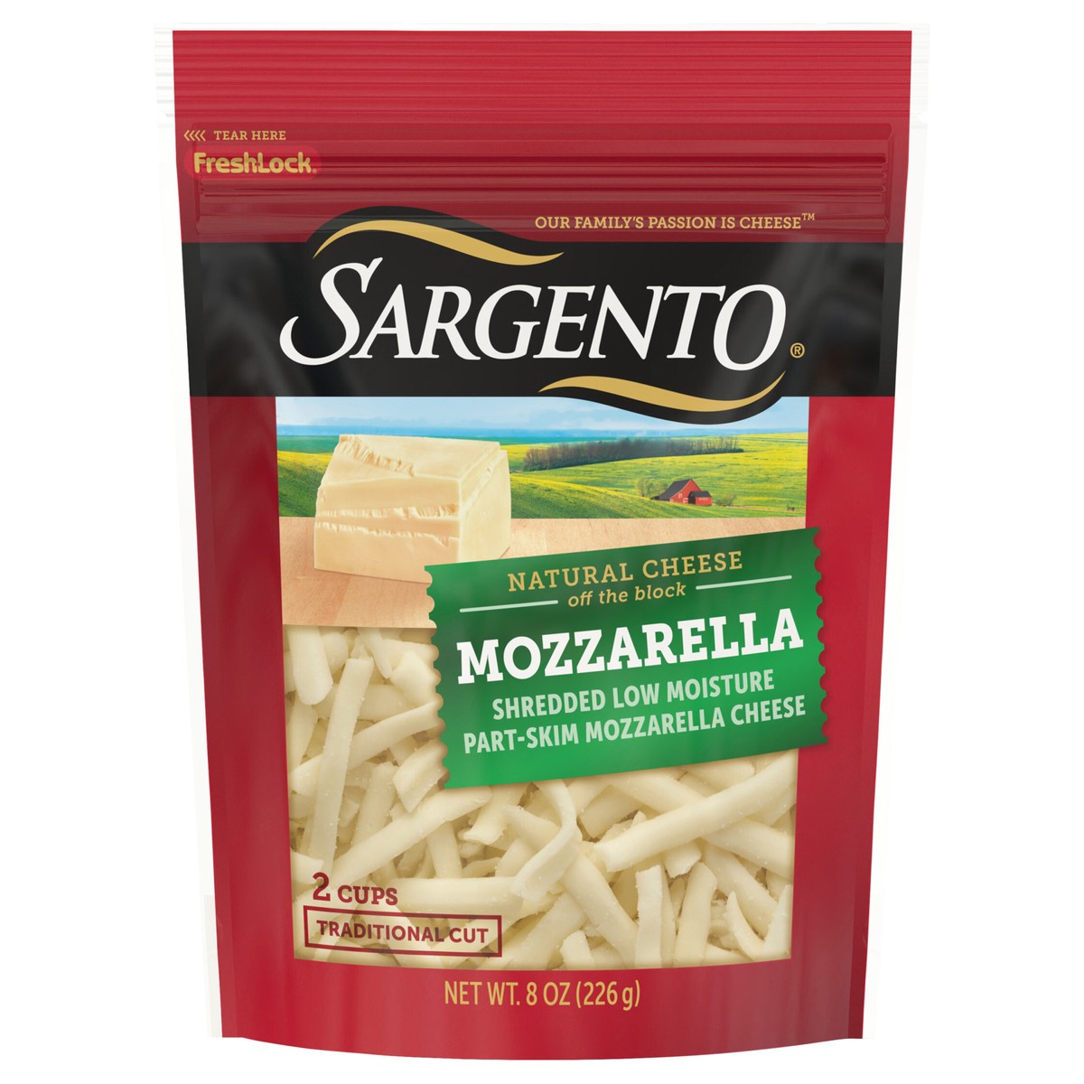 slide 1 of 5, Sargento Off the Block Traditional Cut Mozzarella Shredded Cheese 8 oz, 8 oz