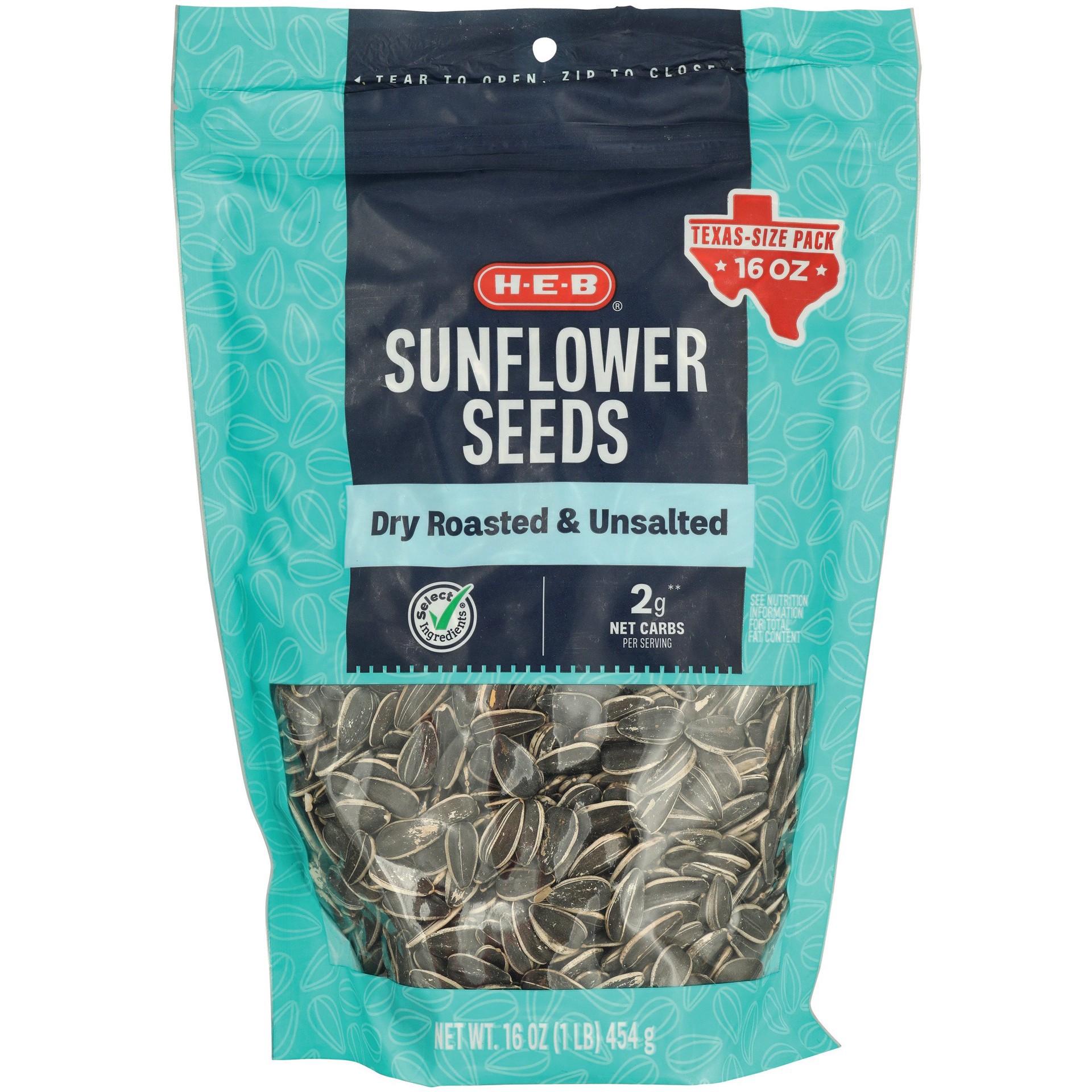 slide 1 of 1, H-E-B Dry Roasted Unsalted Sunflower Seeds - Texas Size Pack, 16 oz