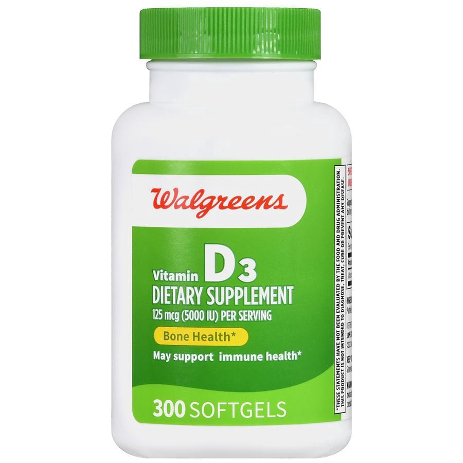 slide 2 of 5, Walgreens Broadline Vitamin D3 125 mcg (5000 IU), 300 ct
