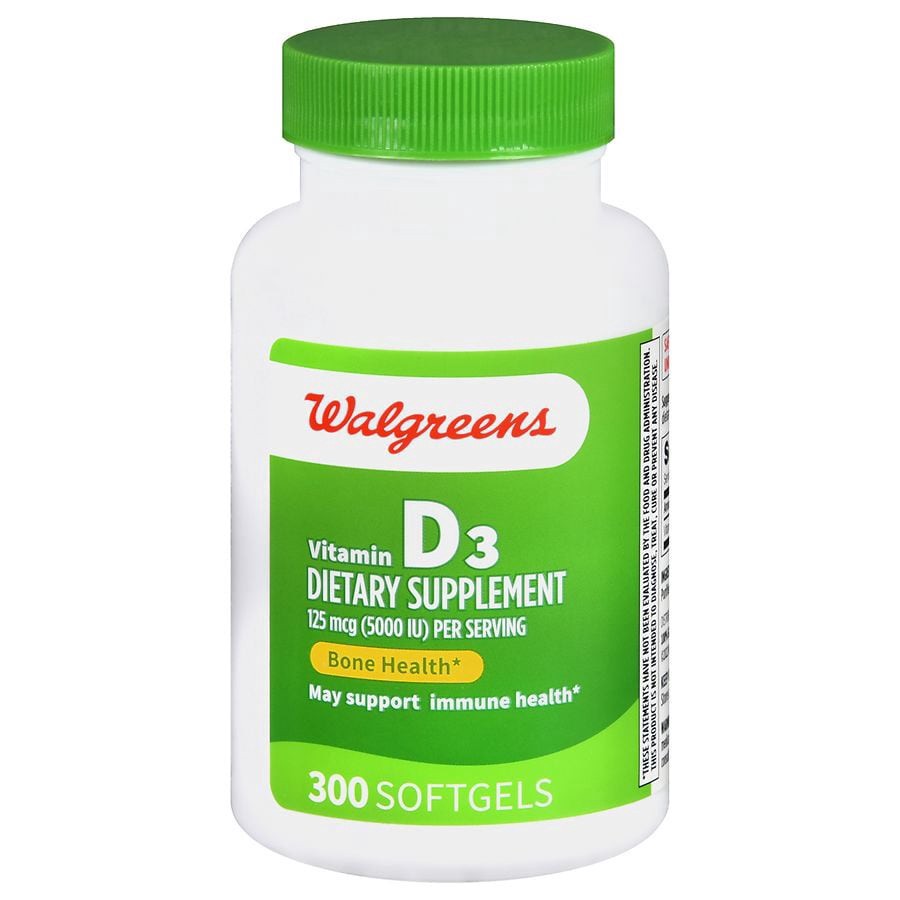 slide 1 of 5, Walgreens Broadline Vitamin D3 125 mcg (5000 IU), 300 ct