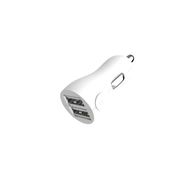 slide 1 of 1, Bytech Dual USB 2.4Amp Car Charger, White, 1 ct