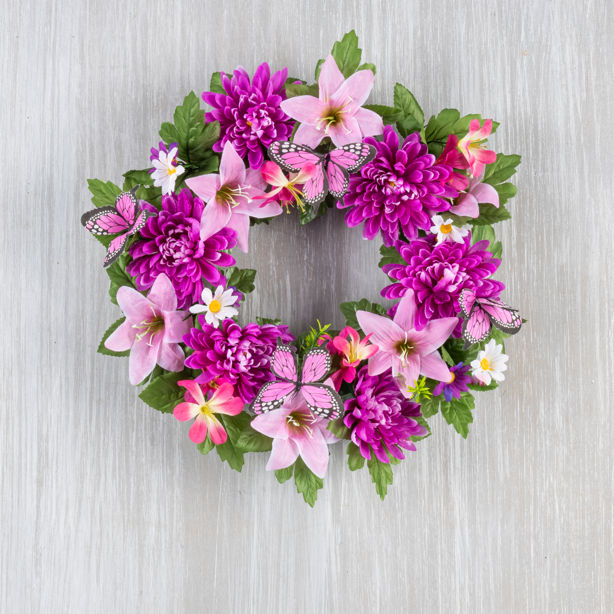 slide 1 of 1, Mixed Floral Wreath 16", 16 in