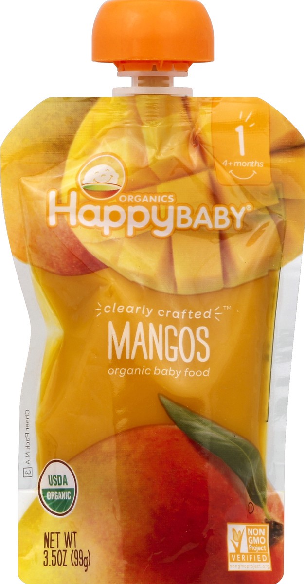 slide 6 of 6, Happy Baby Organics Clearly Crafted Stage 1 Mangos Pouch 4 oz UNIT, 3.5 oz
