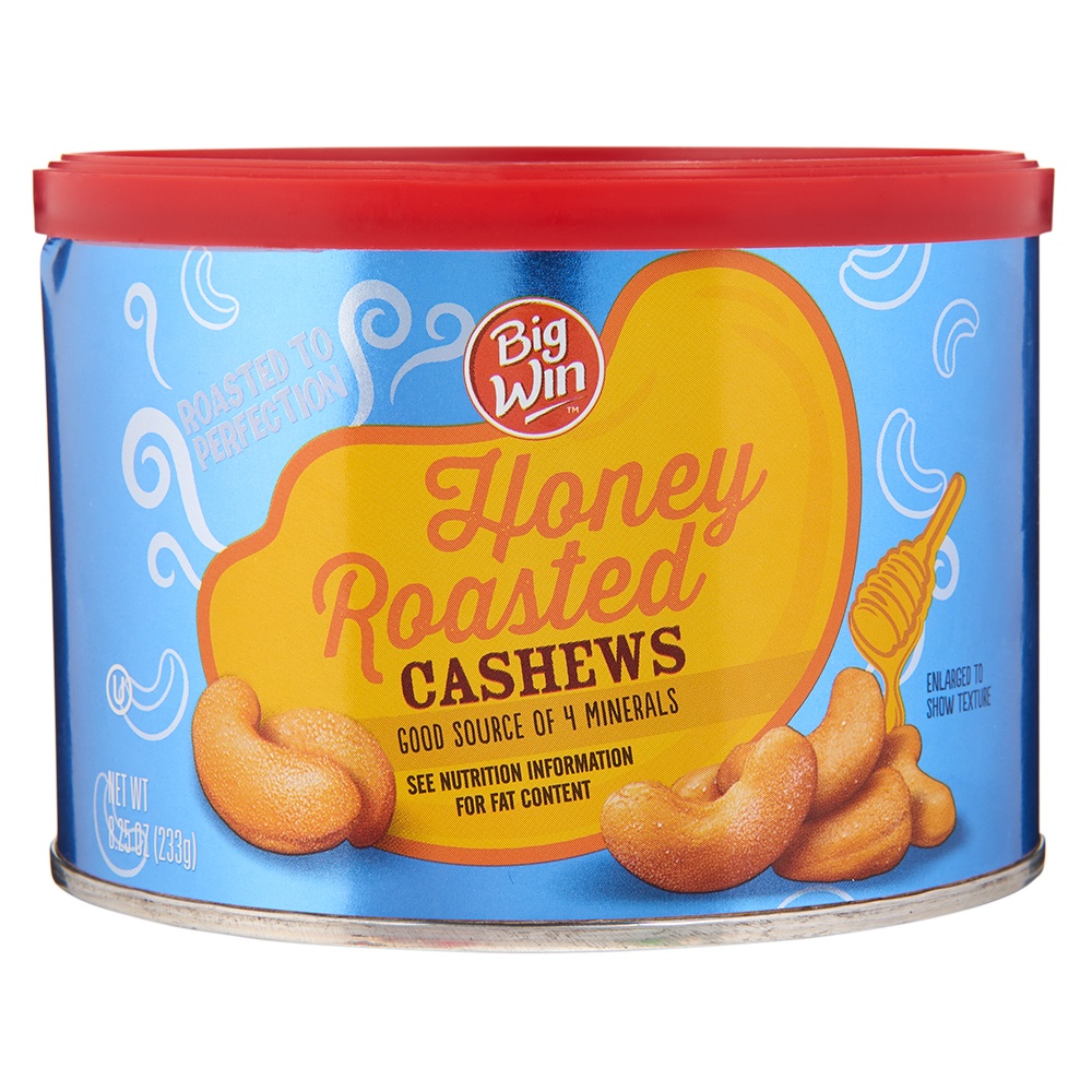 slide 1 of 3, Big Win Whole Cashews, Honey Roasted, 8.25 oz