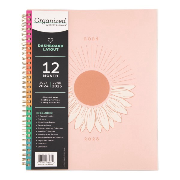 slide 3 of 9, 2024 Happy Planner 12-Month Monthly/Weekly Big Organized By Happy Planner, 8-1/2"" X 11"", Westward Sun, July 2024 To June 2025, 1 ct