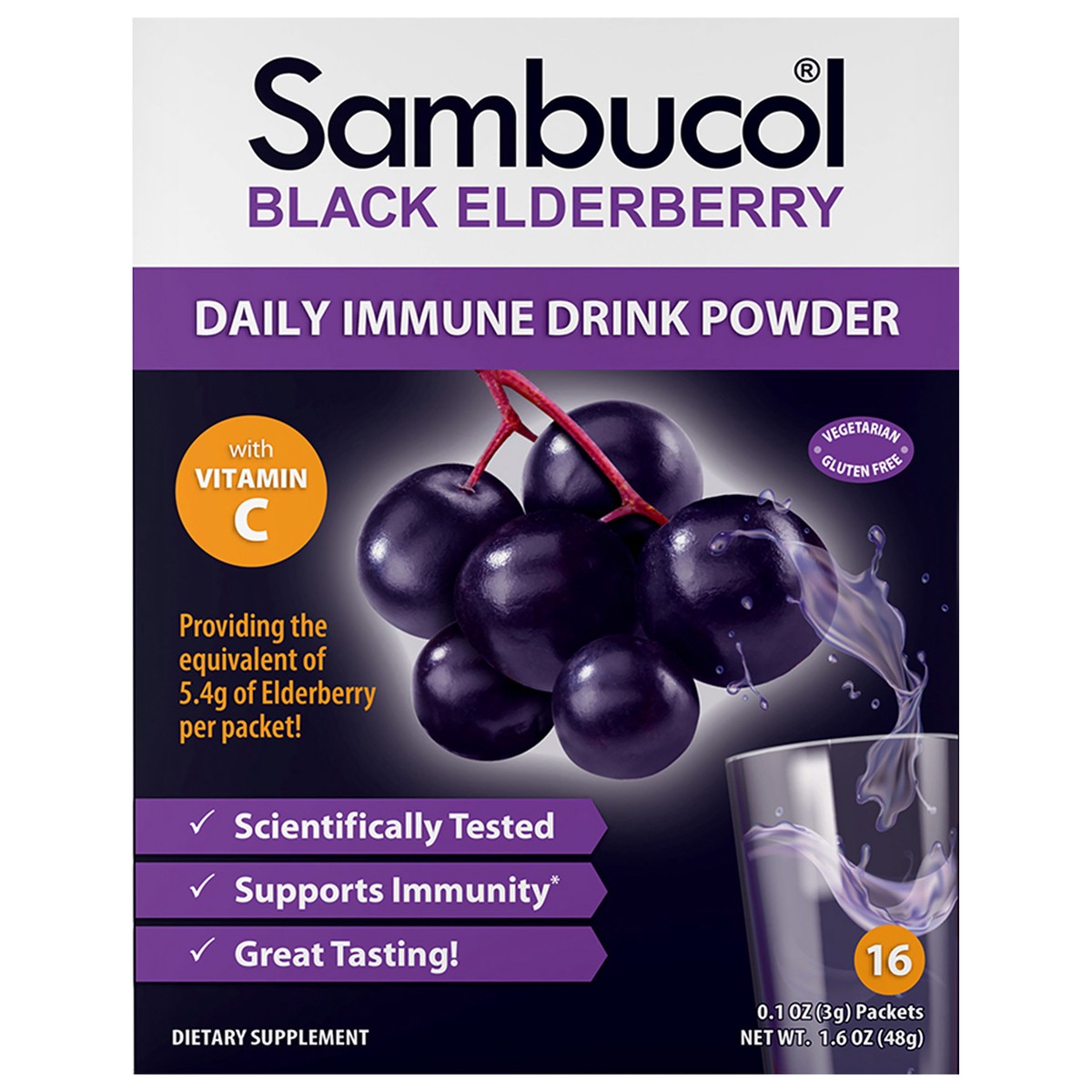 slide 1 of 9, Sambucol Daily Immune Drink Powder 16ct, 16 ct