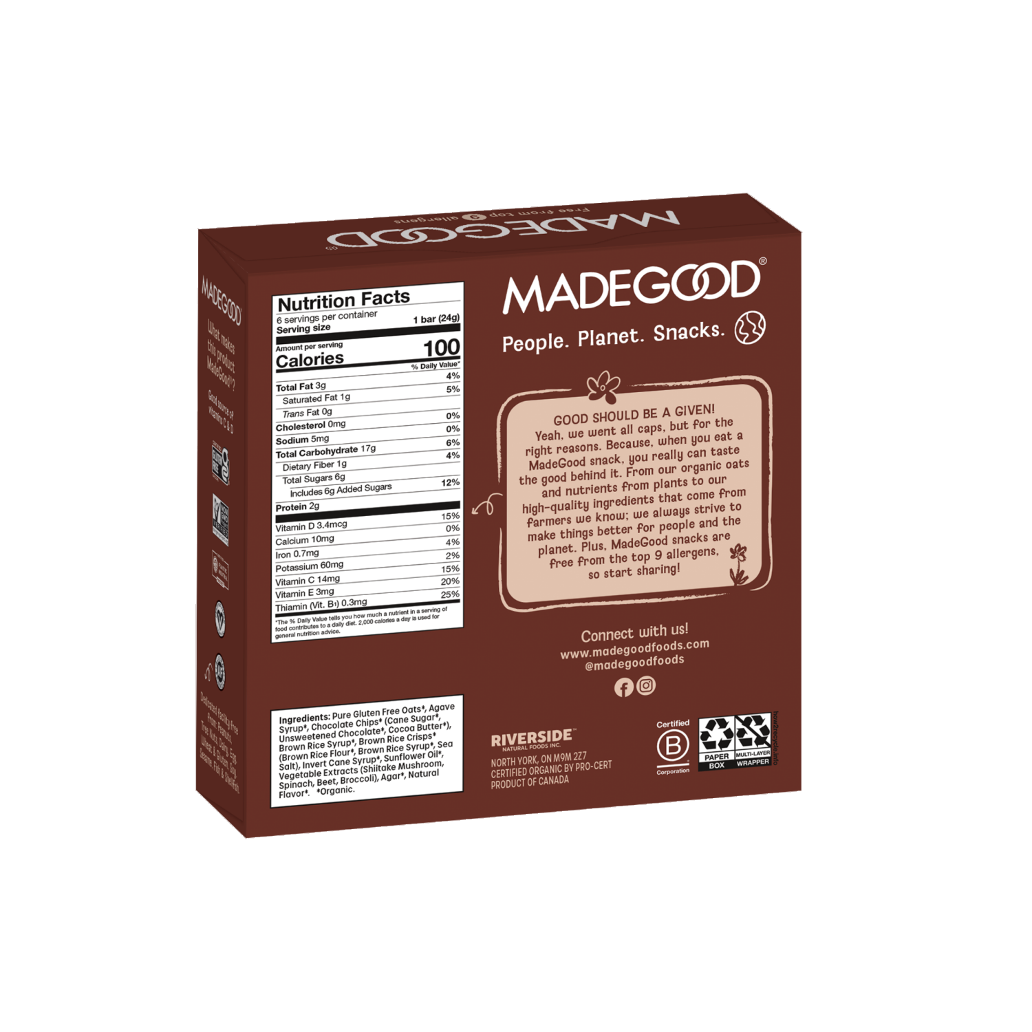 slide 4 of 4, MadeGood Chocolate Chip Granola Bars 6 - 0.85 oz Bars, 6 ct