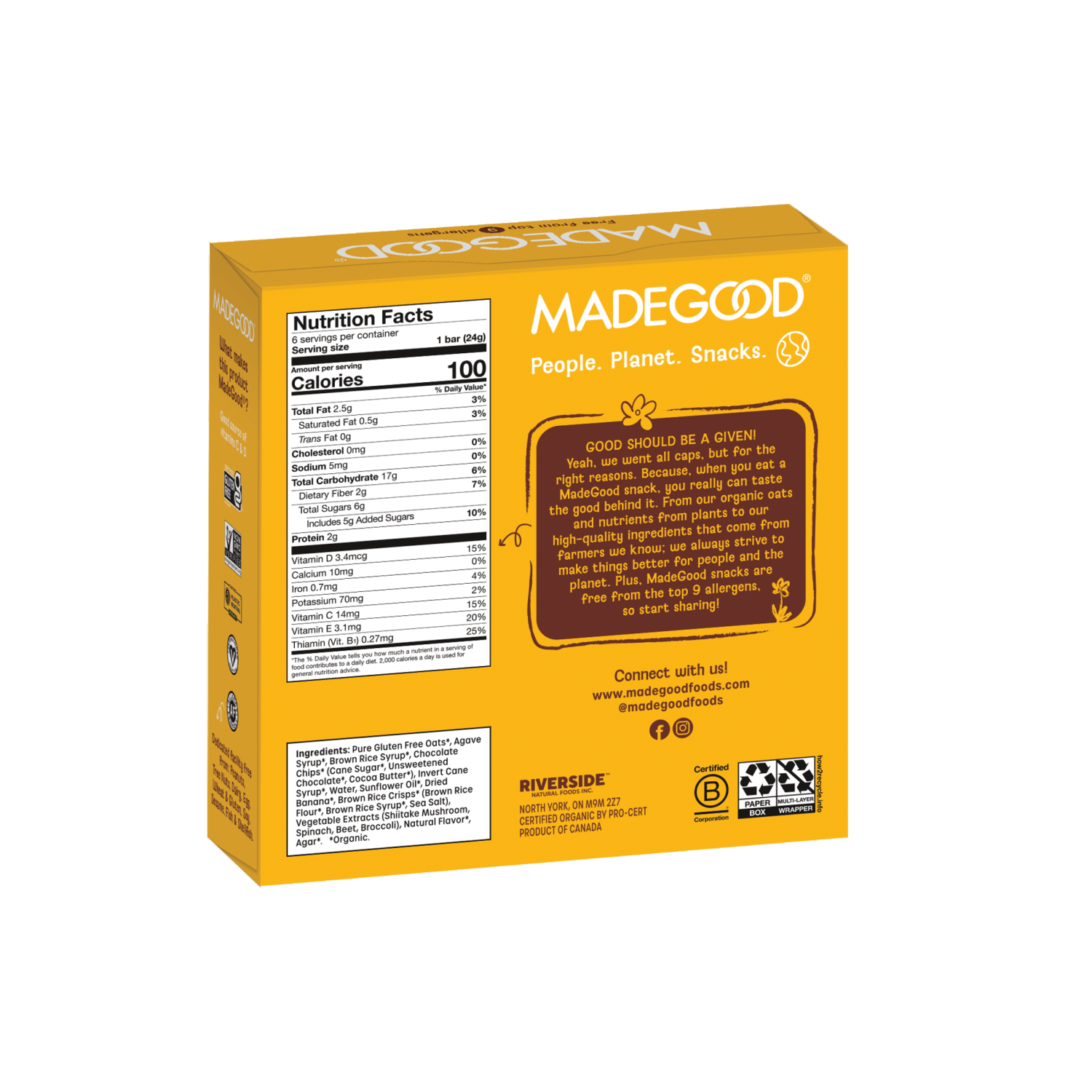 slide 2 of 8, MadeGood Chocolate Banana Granola Bars 6 ea, 6 ct