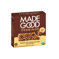 MadeGood Mornings Soft Baked Chocolate Chip Oat Bars 5 - 1.06 oz Bars