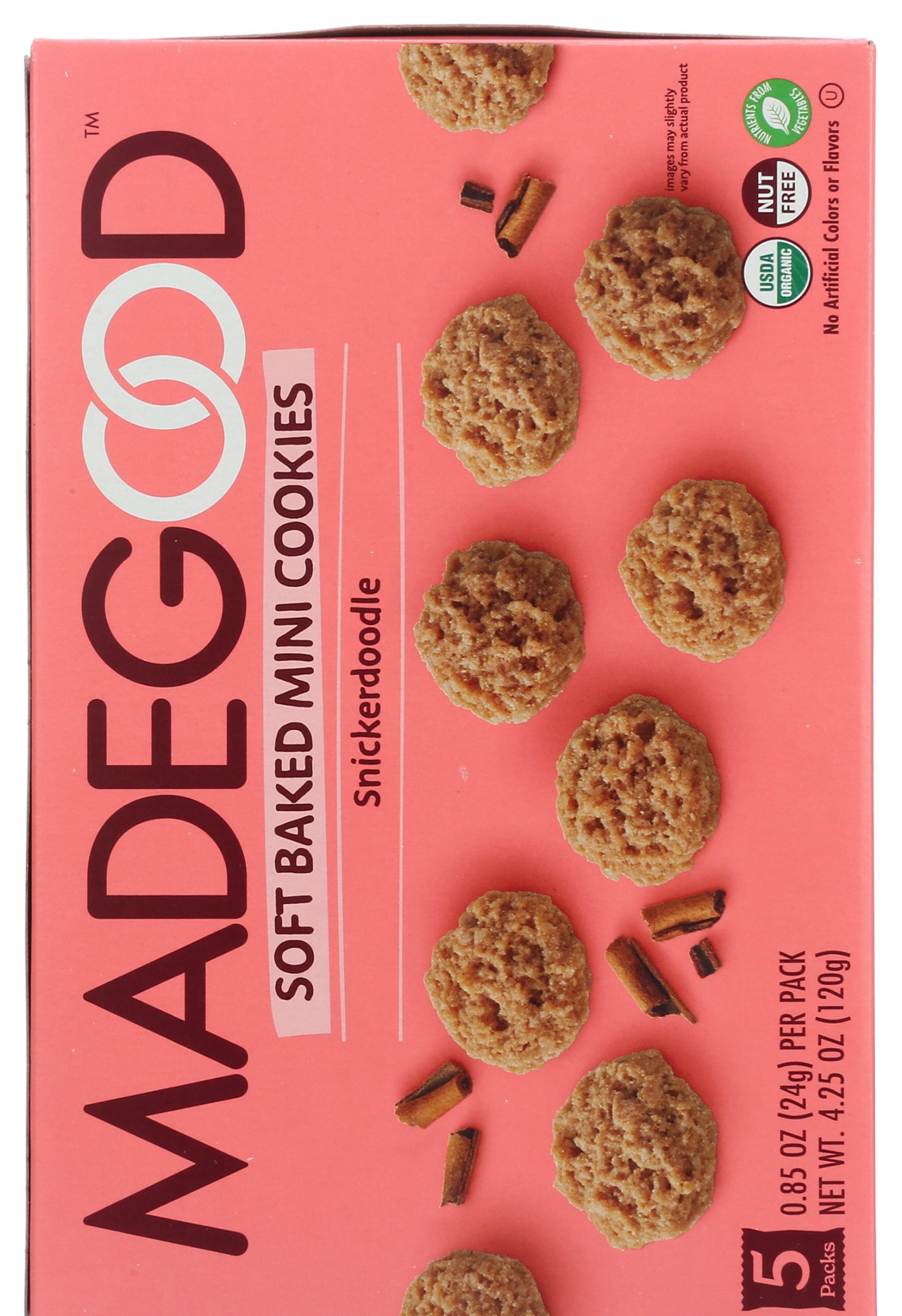 slide 2 of 3, MadeGood Snickerdoodle Cookies Mini 5 - 0.85 oz Packs, 5 ct