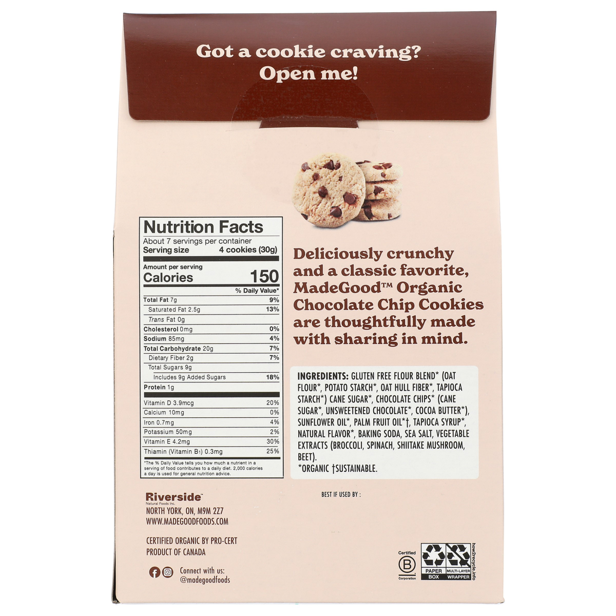 slide 2 of 4, MadeGood Organic Vegan Gluten Free Chocolate Chip Cookies- 7 oz, 7 oz