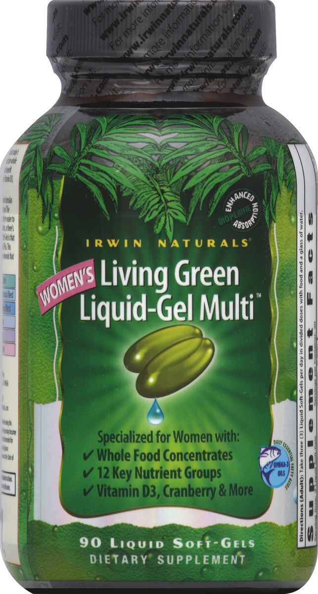 slide 1 of 3, Irwin Naturals Living Green Liquid Gel Multi 90 ea, 90 ct