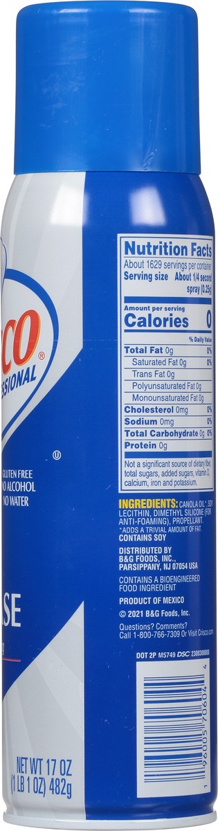 slide 9 of 9, Crisco Professional Pan Release Anti-Stick Spray, Gluten Free, Kosher, 17 oz, 17 oz