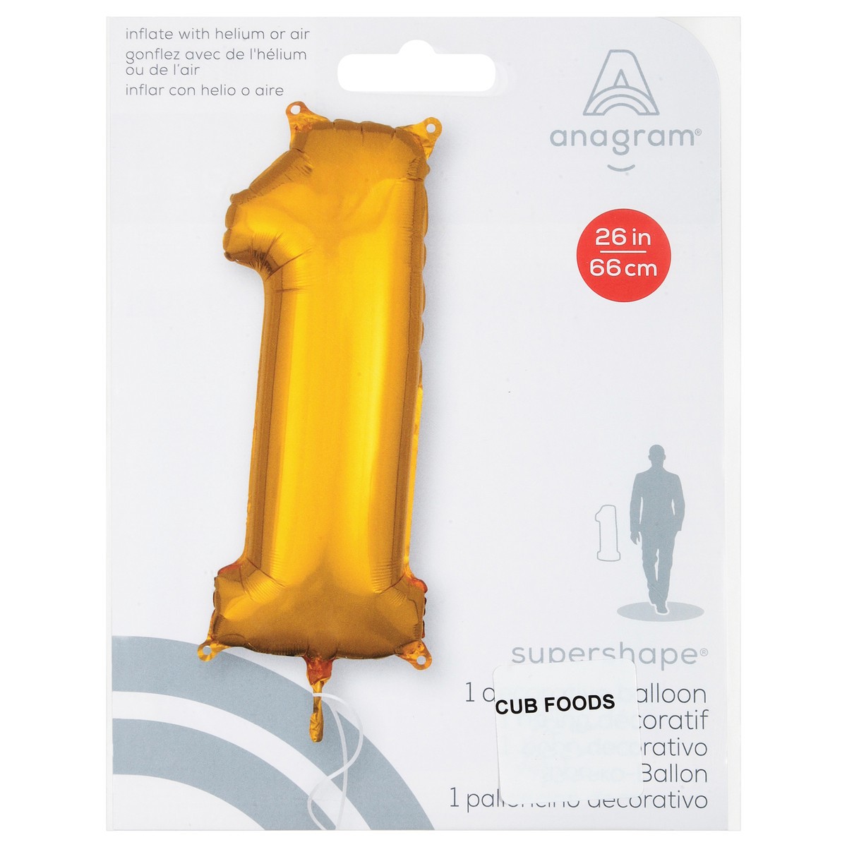 slide 2 of 4, E&R Number 1 Gold Balloon, 26 in