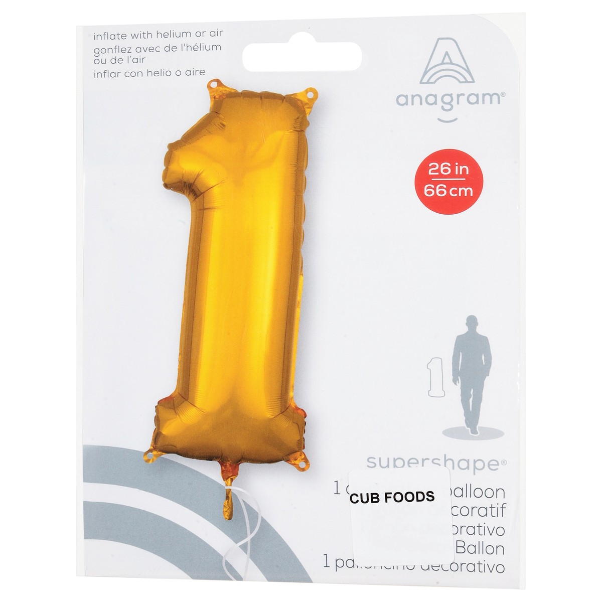 slide 4 of 4, E&R Number 1 Gold Balloon, 26 in