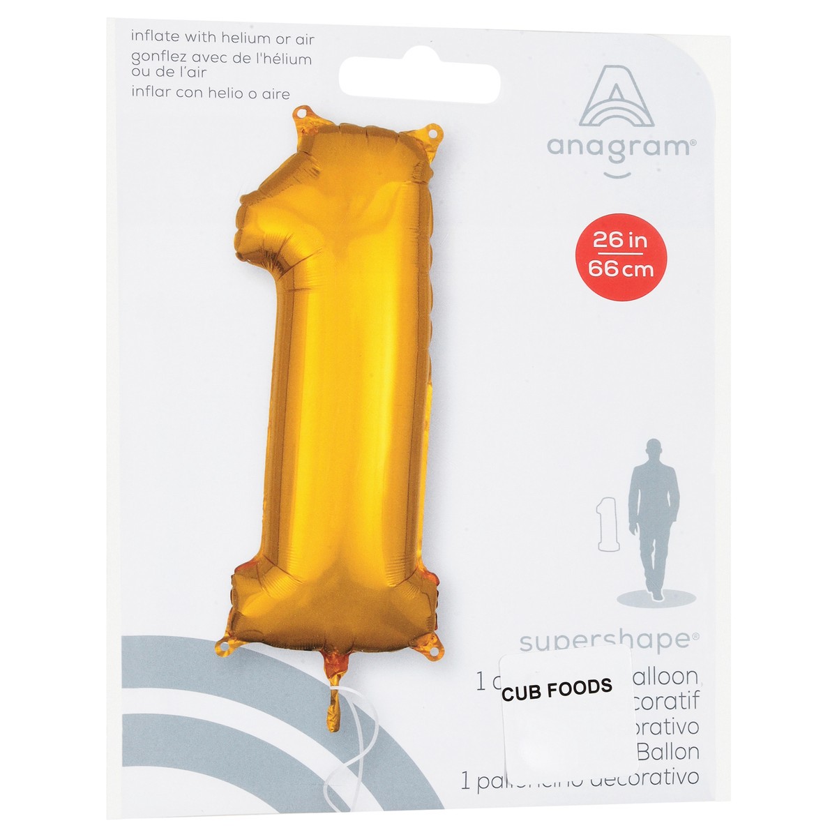 slide 3 of 4, E&R Number 1 Gold Balloon, 26 in