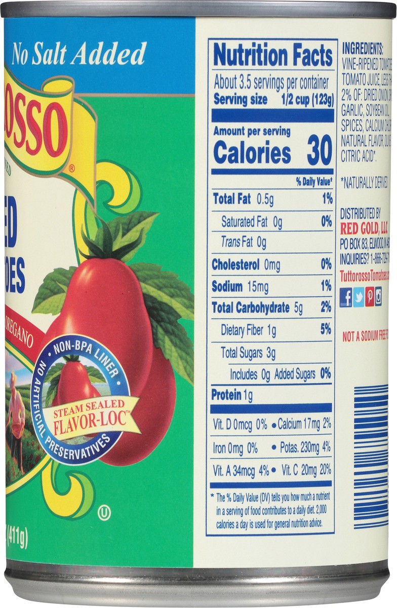 slide 12 of 13, Tuttorosso No Salt Added Diced Basil, Garlic & Oregano Tomatoes 14.5 oz, 14.5 oz