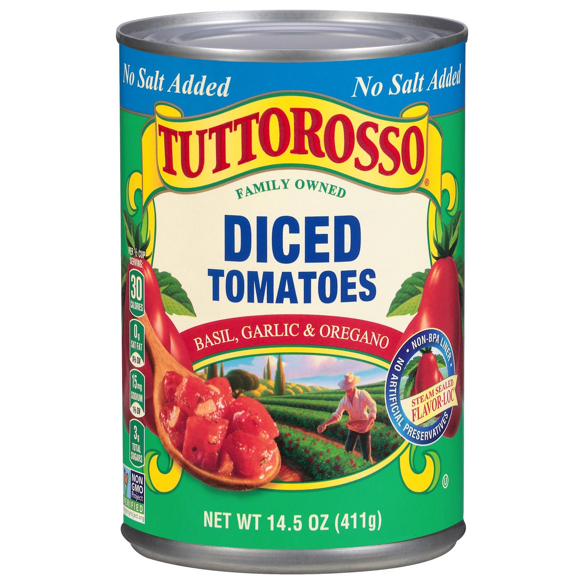 slide 8 of 13, Tuttorosso No Salt Added Diced Basil, Garlic & Oregano Tomatoes 14.5 oz, 14.5 oz