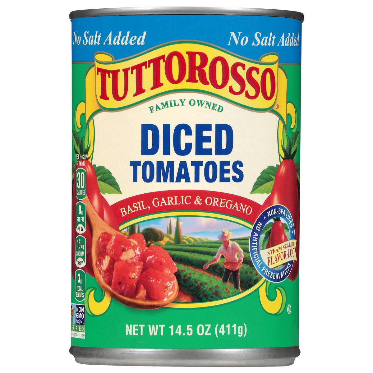 slide 10 of 13, Tuttorosso No Salt Added Diced Basil, Garlic & Oregano Tomatoes 14.5 oz, 14.5 oz