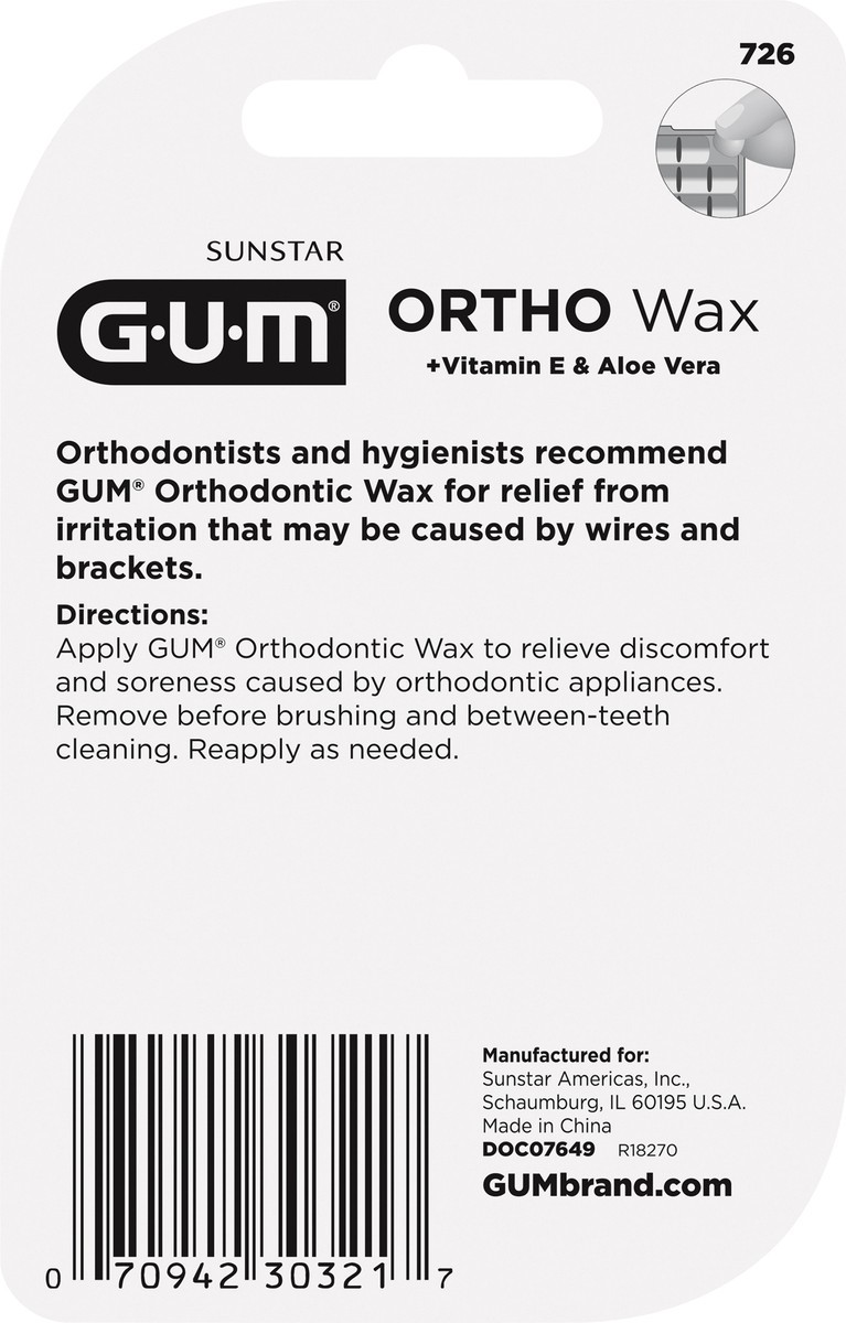 slide 5 of 5, G-U-M Mint Pre-Cut Ortho Wax 2 ea, 2 ct