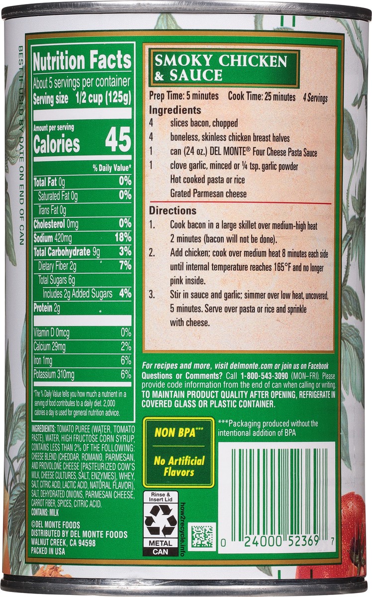 slide 7 of 13, Del Monte Four Cheese Pasta Sauce 24 oz, 24 oz