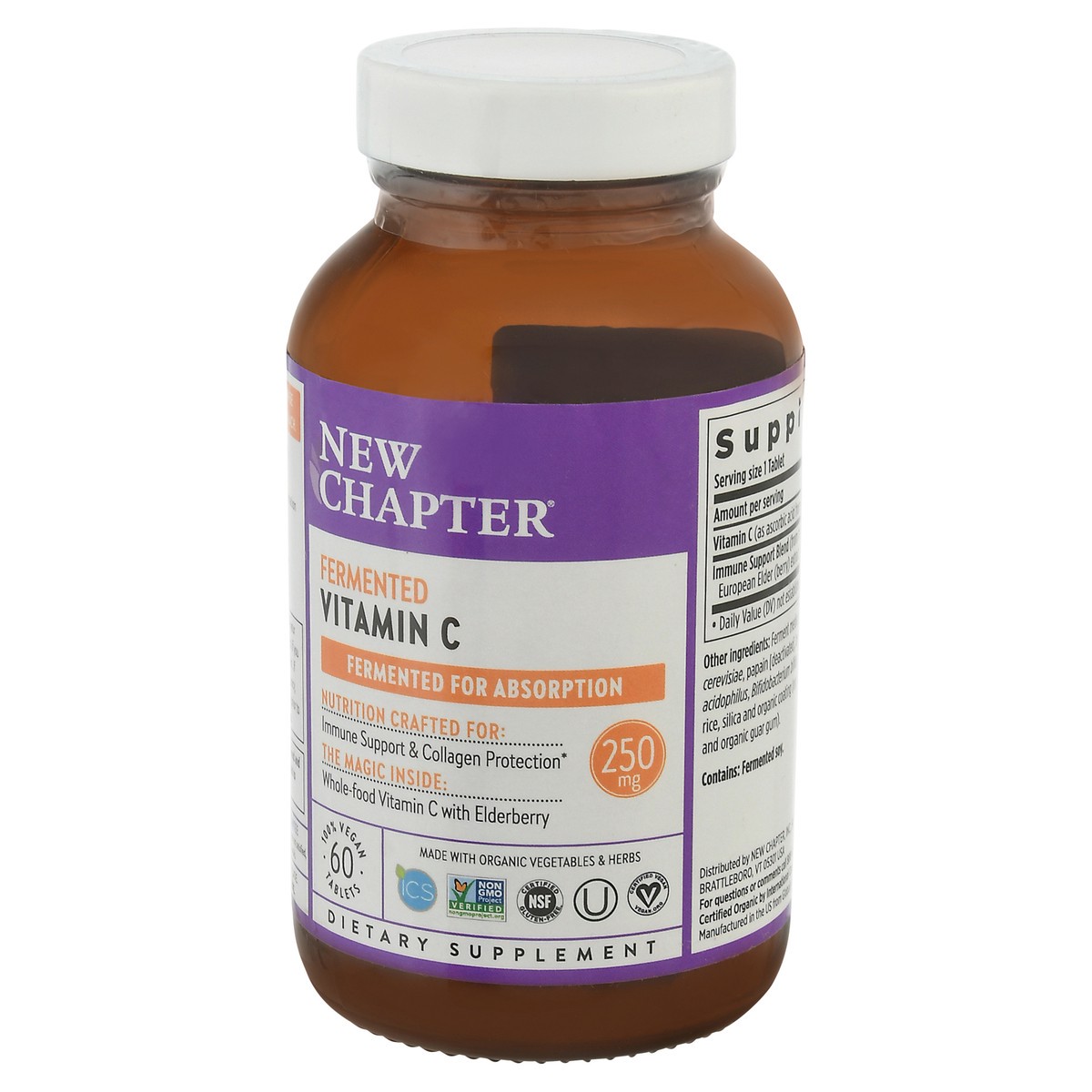 slide 3 of 9, New Chapter 250 mg Vitamin C Vegan Tablets 60 ea Bottle, 60 ct