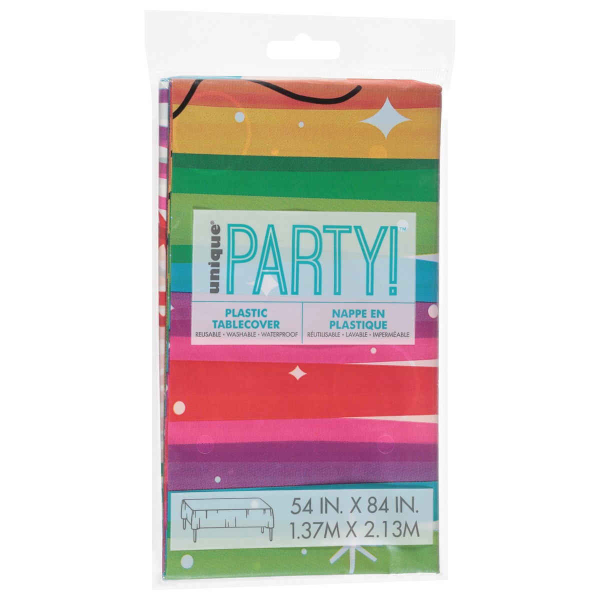 slide 3 of 9, Unique Party! Birthday Rainbow Ribbons Plastic Tablecover 1 ea, 1 ct