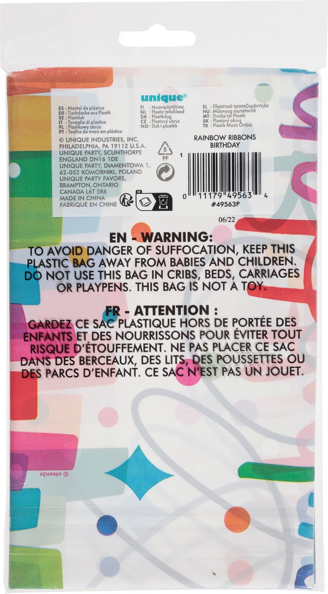 slide 8 of 9, Unique Party! Birthday Rainbow Ribbons Plastic Tablecover 1 ea, 1 ct