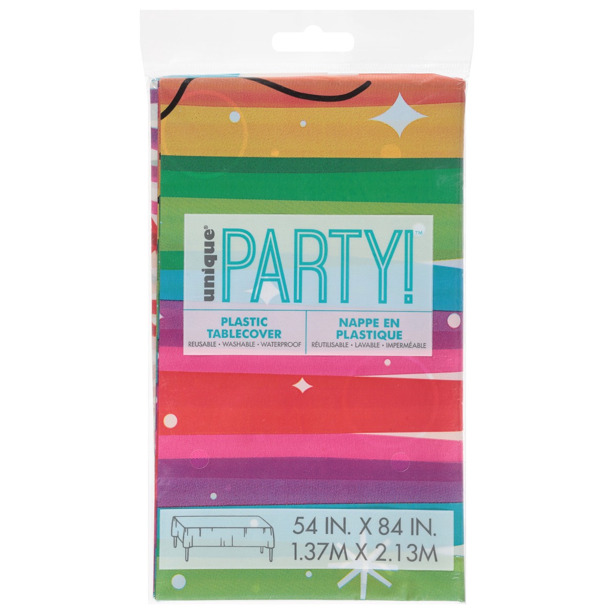 slide 9 of 9, Unique Party! Birthday Rainbow Ribbons Plastic Tablecover 1 ea, 1 ct