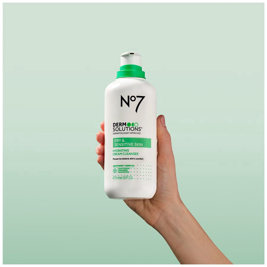 slide 3 of 5, No7 Derm Solutions Dry & Sensitive Skin Hydrating Cream Cleanser 16 fl oz, 16 fl oz