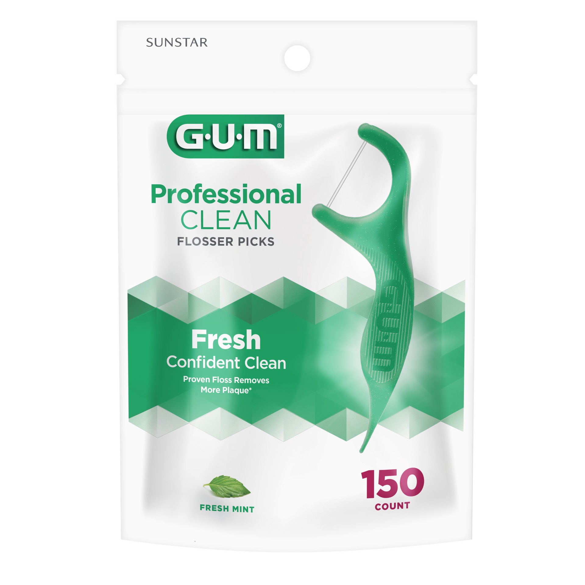 slide 5 of 5, G-U-M Professional Clean Floss Picks - Extra Strong Shred-Resistant Floss, Easy Grip Handle, 150ct, 1 ct