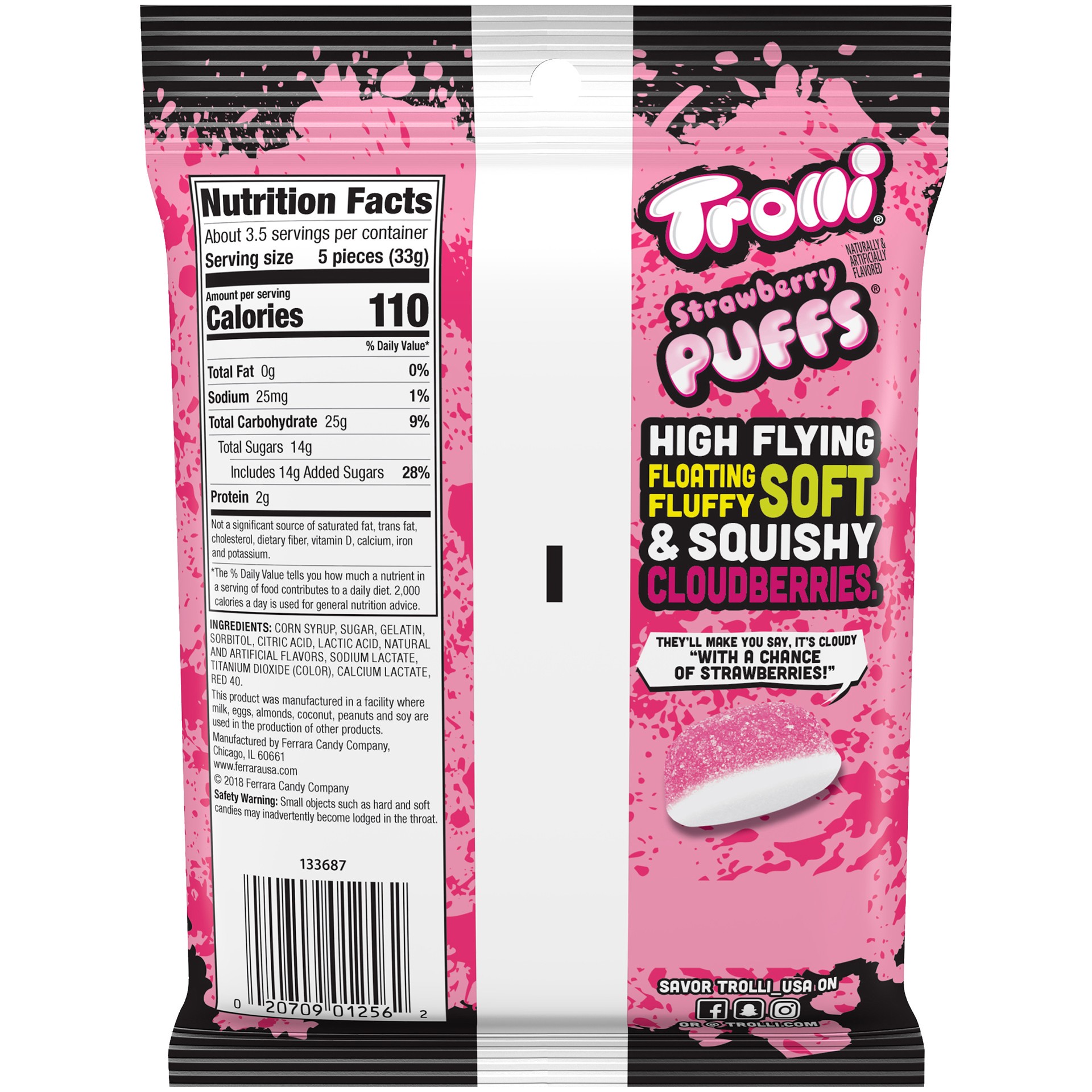 slide 2 of 2, Trolli Candy Gummi Strawbry Puffs, 4.25 oz