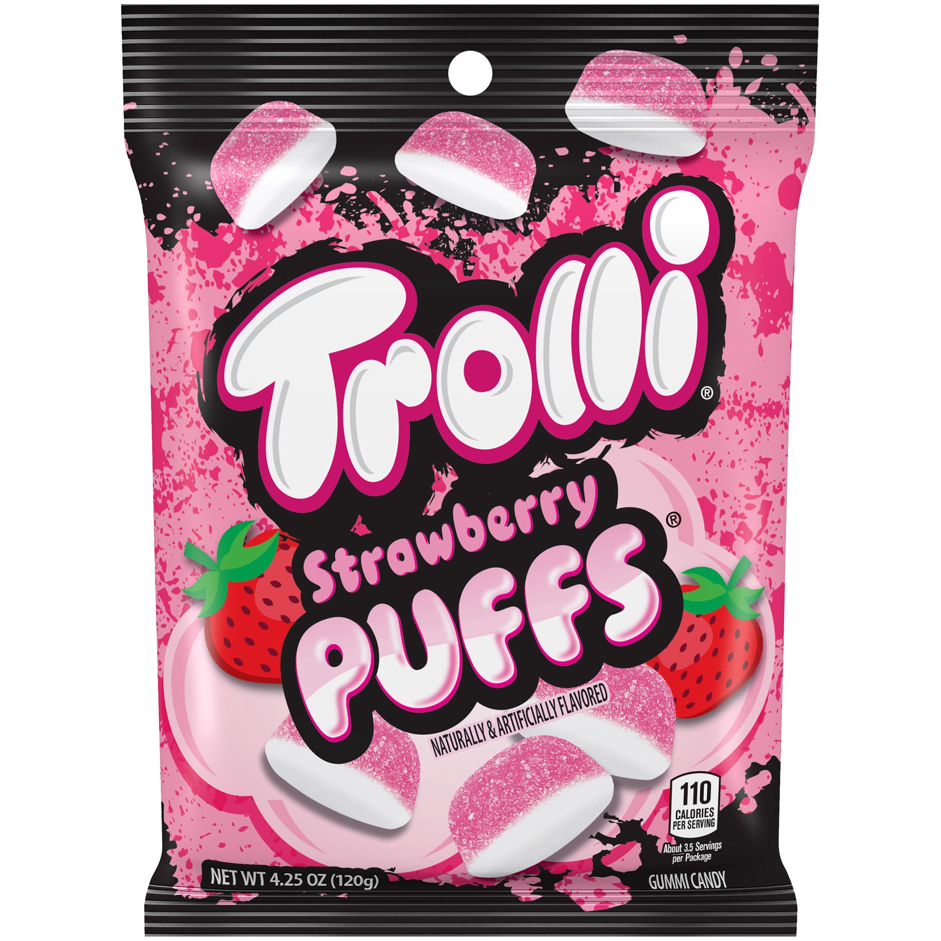 slide 1 of 2, Trolli Candy Gummi Strawbry Puffs, 4.25 oz