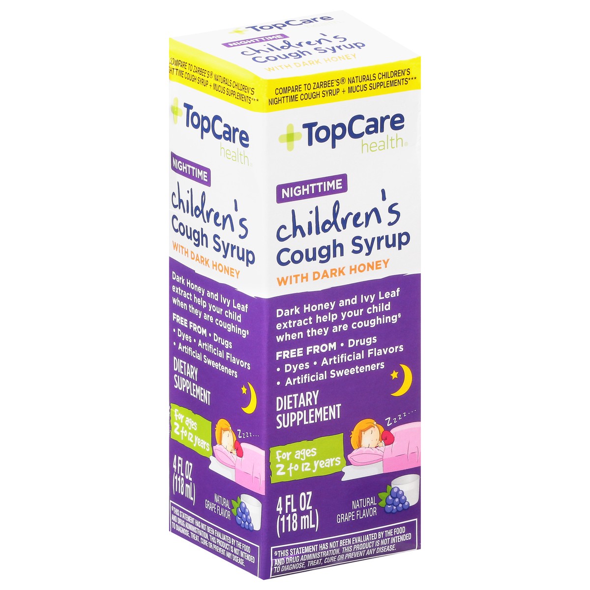 slide 2 of 9, TopCare Health Nighttime Children's Natural Grape Flavor Cough Syrup with Dark Honey 4 fl oz, 4 fl oz