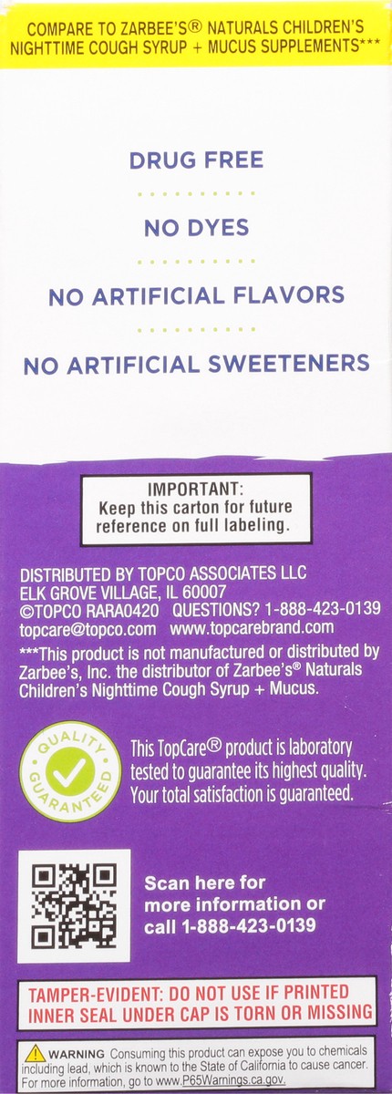 slide 9 of 9, TopCare Health Nighttime Children's Natural Grape Flavor Cough Syrup with Dark Honey 4 fl oz, 4 fl oz