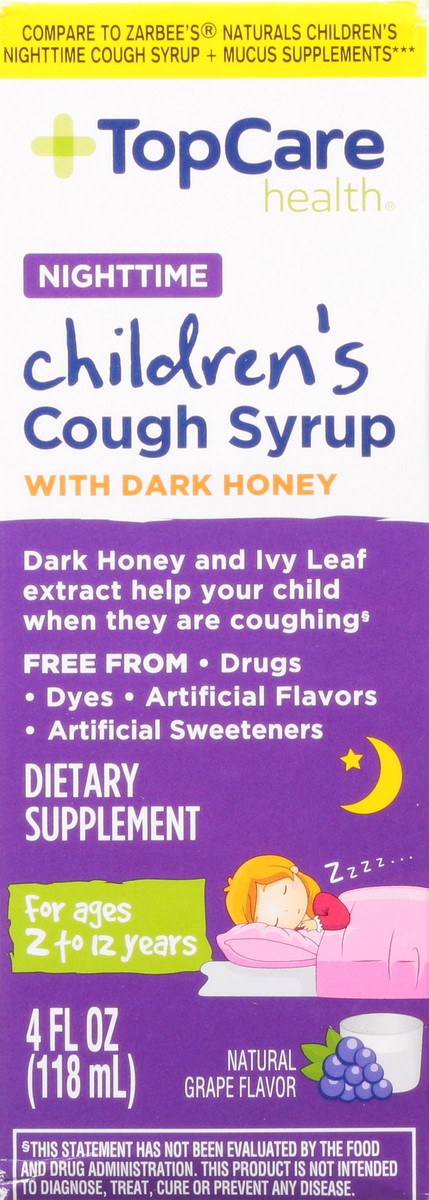 slide 3 of 9, TopCare Health Nighttime Children's Natural Grape Flavor Cough Syrup with Dark Honey 4 fl oz, 4 fl oz