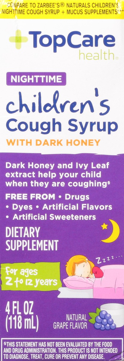 slide 6 of 9, TopCare Health Nighttime Children's Natural Grape Flavor Cough Syrup with Dark Honey 4 fl oz, 4 fl oz