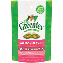 Feline Greenies SmartBites Premium Skin & Fur Health Salmon Flavor Cat Treats 2.1 oz
