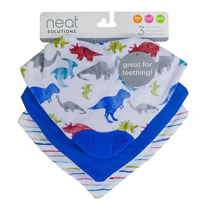 slide 2 of 5, Neat Solutions Boy Bandana Bibs with Teether - Blue Multi, 3 ct