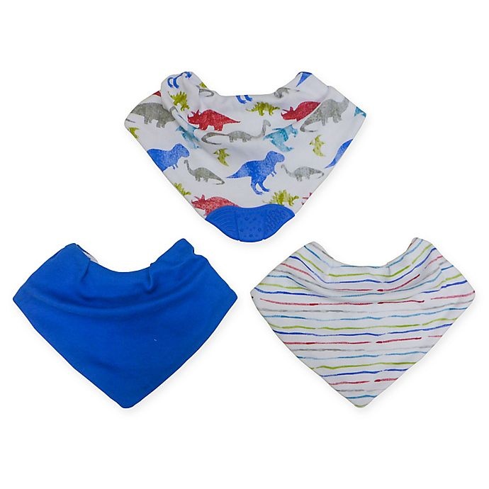 slide 1 of 5, Neat Solutions Boy Bandana Bibs with Teether - Blue Multi, 3 ct