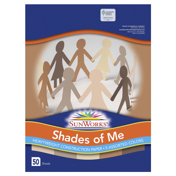 slide 1 of 1, SunWorks Shades of Me Construction Paper Ast Colors 9x, 12 50 sheets