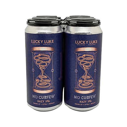 slide 1 of 1, Lucky Luke Brewing No Curfew Hazy IPA, 4 ct