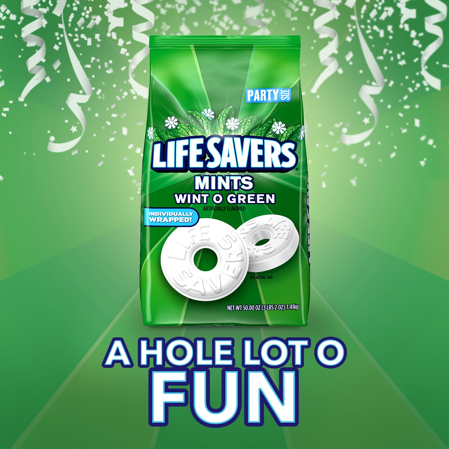 slide 4 of 7, Life Savers Wint-O-Green Breath Mints Hard Candy, Party Size, 50 oz