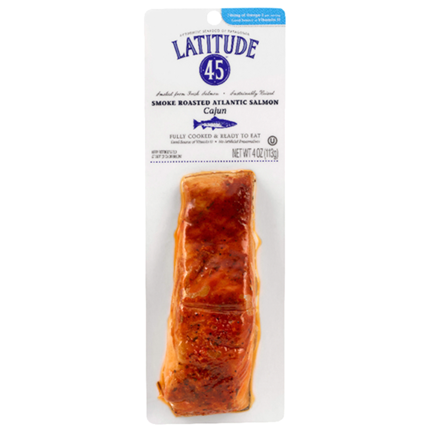 slide 1 of 1, Latitude 45 Hot Smoked Cajun Salmon 4 Oz., 4 oz