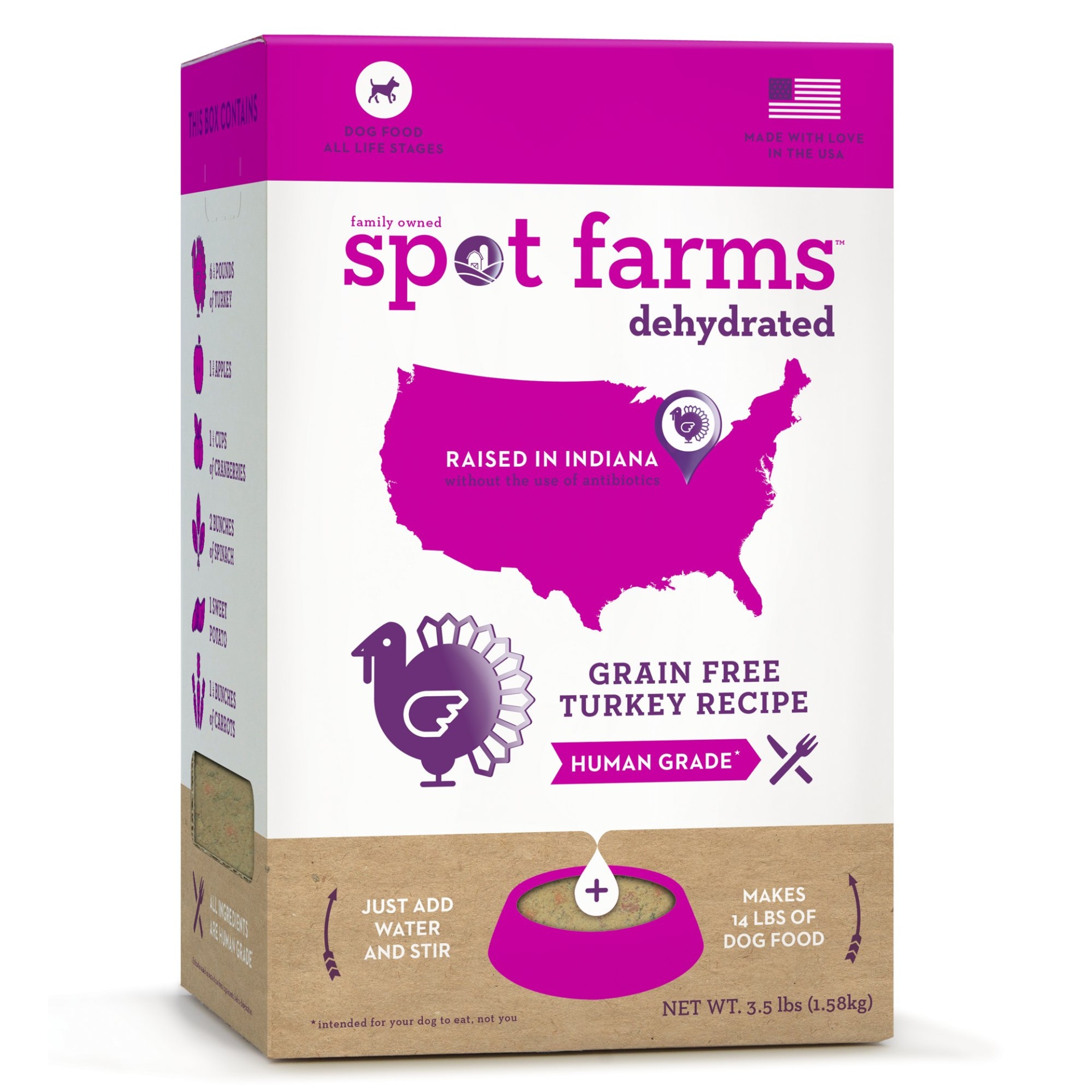 slide 1 of 1, Spot Farms Dehydrated Grain Free Turkey Dog Food, 3.5 lb