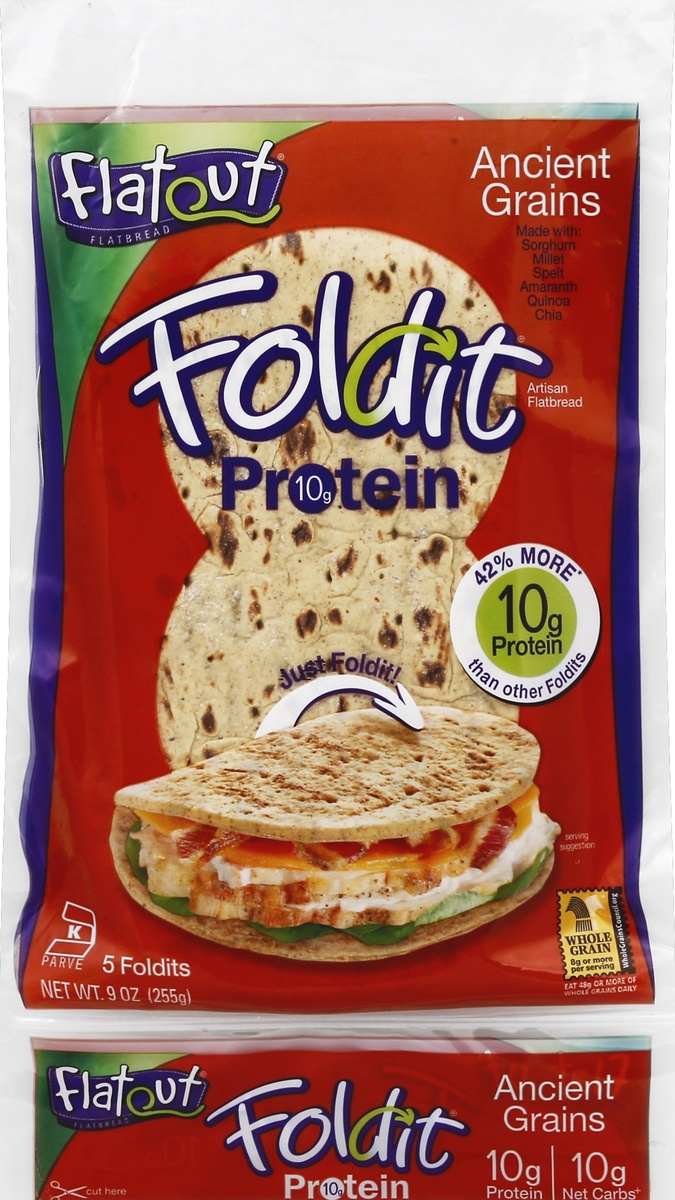 slide 5 of 5, Flat Out Fold It Ancient Grains Flat Bread, 5 ct