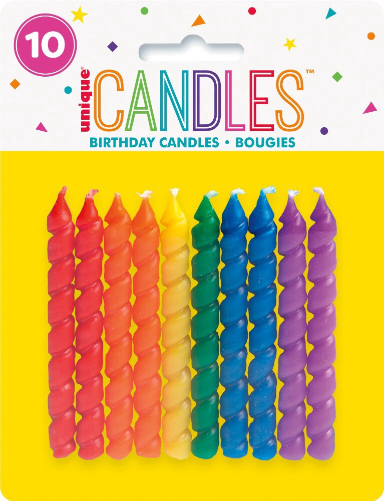 slide 1 of 1, Unique Rainbow Spiral Bday Candle, 10 ct