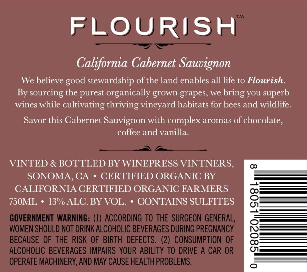 slide 3 of 6, Flourish Cabernet Sauvignon, 750 ml